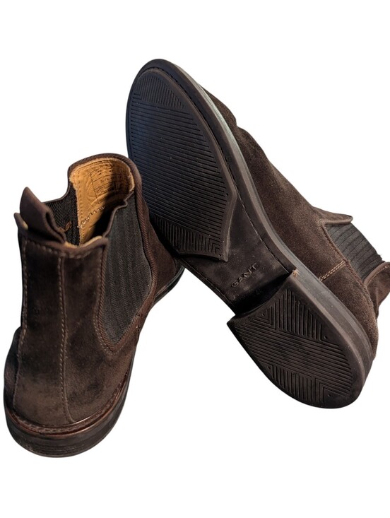 Gant,fairkon Men\'s Dark Brown Suede Chelsea Boots,Size 10.5